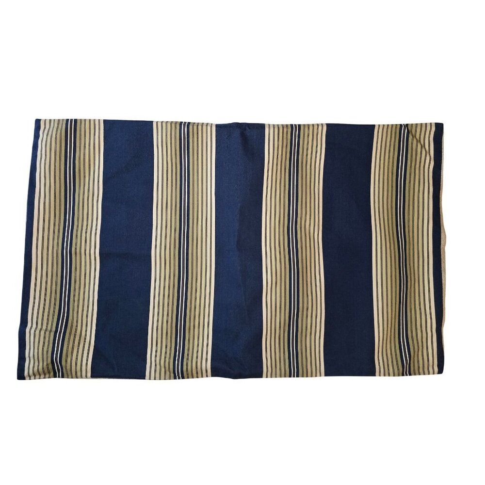 Pottery Barn Navy Cream Striped Cotton & Linen Pillow Cover With Button‎ Closure